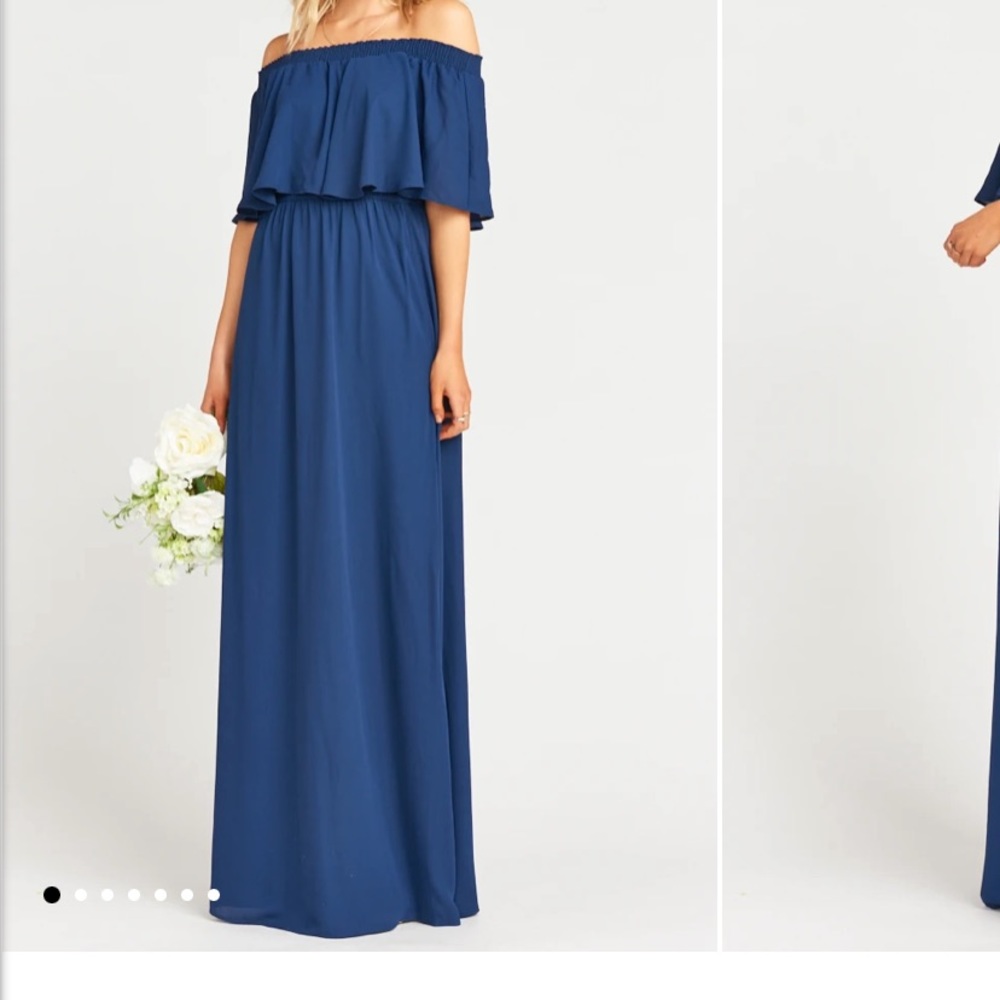Show me your Mumu off shoulder navy maxi dress